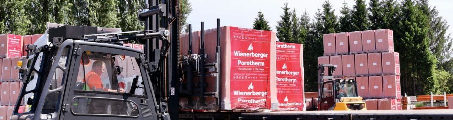Loading of Wienerberger brick stock in yard during Covid-19.