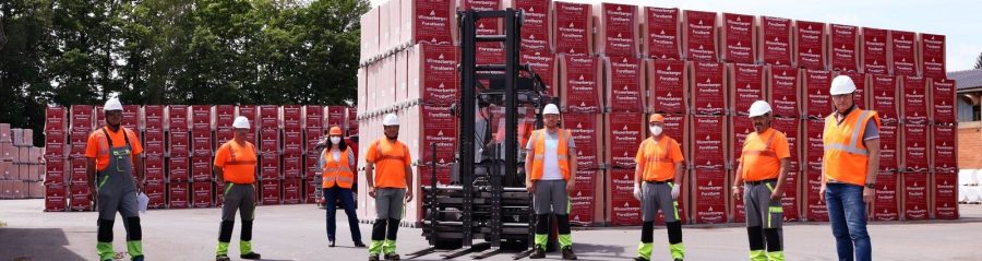 Wienerberger Operatives social distancing team photo for working safely in Covid-19.