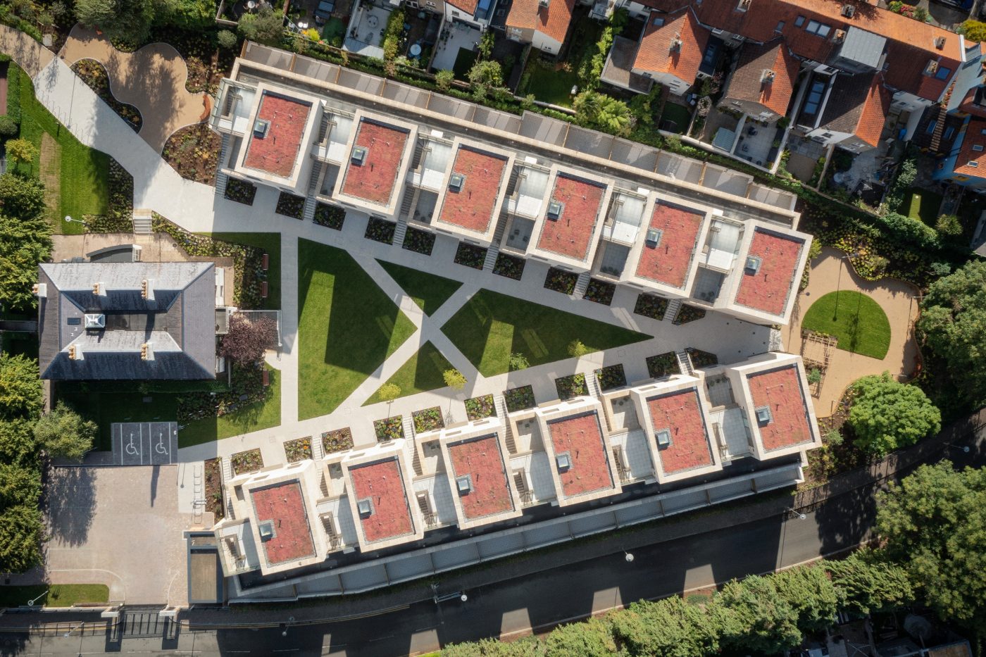 Aerial view of new housing development