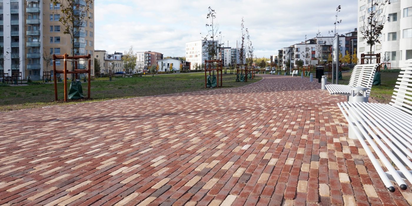 Westermarck Park in Järvenpää Finland with Siena and Padova mix pavers