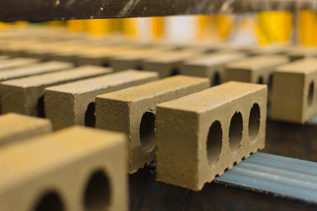 Drying clay bricks in factory