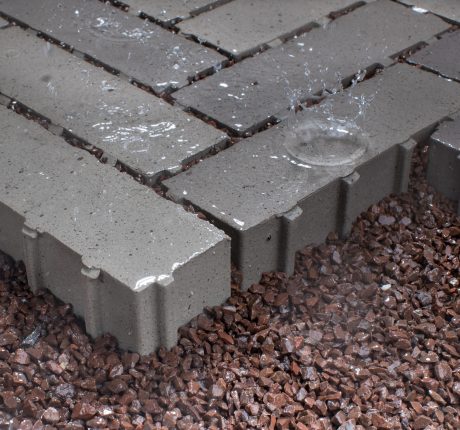 Cross-section of permeable clay pavers
