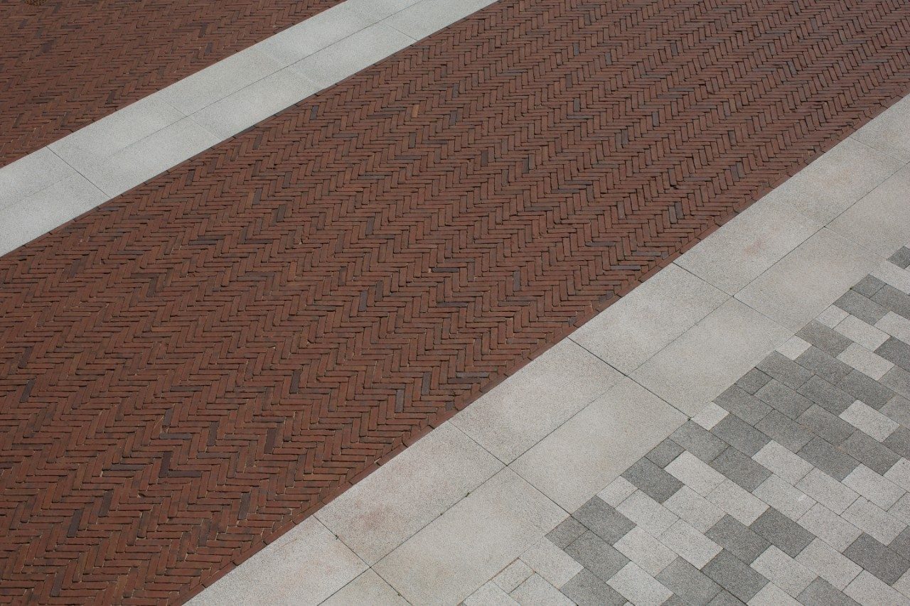 Herringbone clay pavers