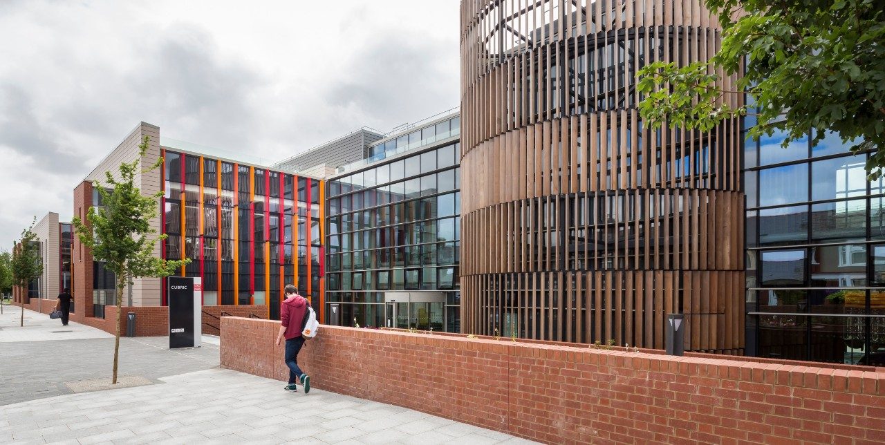 Modern CUBRIC centre with brick wall