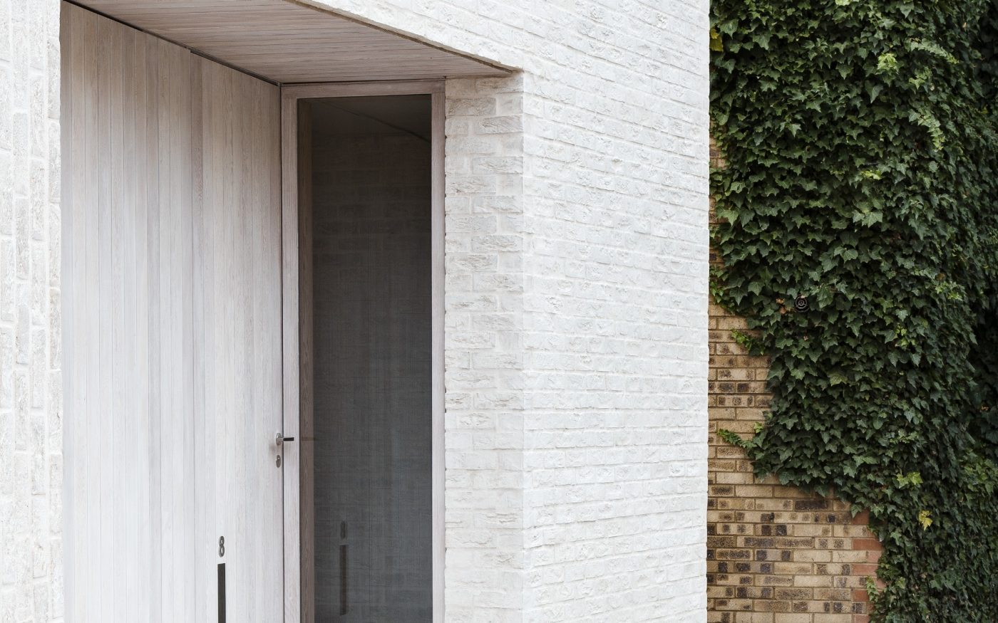 Exterior door and window of white modern house