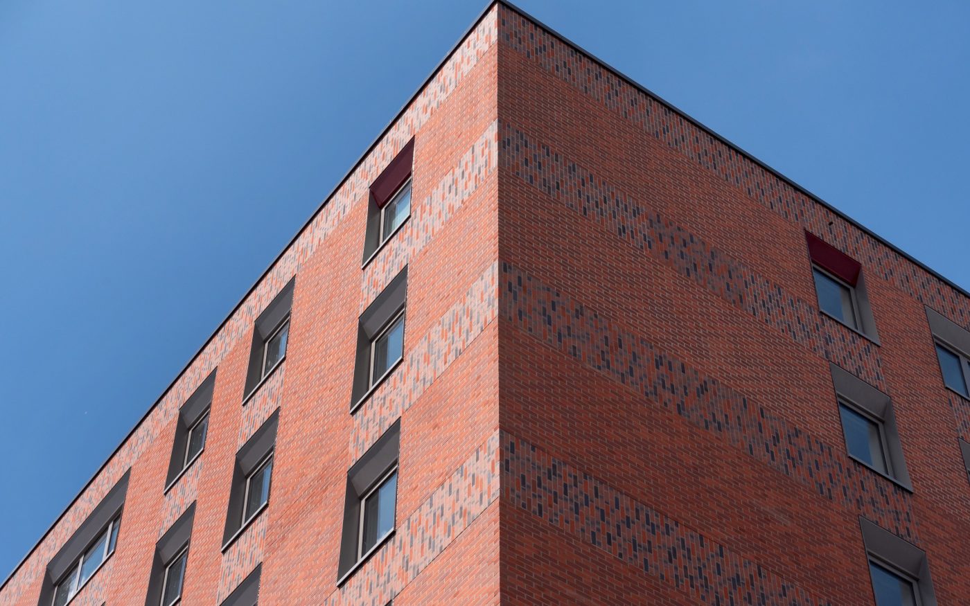 Corner of Flour Building with Corium brick tile cladding exterior facade
